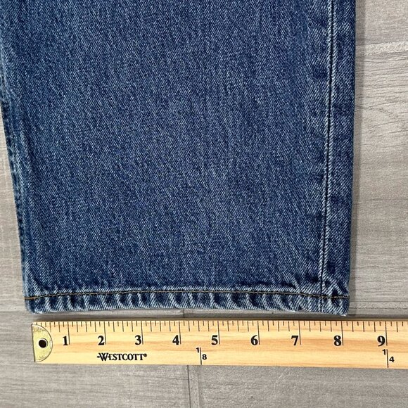 Agolde High Rise Broken Waistband Asymmetrical Jean in Intrigue Blue Denim Sz 28 - Picture 14 of 15